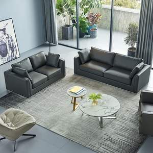 Ticari ofis kanepesi toplantı ve müzakere deri resepsiyon alanı için mobilya set - Product Image 3
