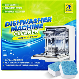 Tablettes nettoyantes et désodorisantes pour <span class=keywords><strong>lave</strong></span>-<span class=keywords><strong>vaisselle</strong></span>, lot <span class=keywords><strong>de</strong></span> 26, nettoyage en profondeur, usage intensif, sans danger pour les fosses septiques, élimine la graisse et les dépôts. - Product Image 4