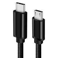 Câble USB-C vers Micro USB à charge rapide 2.4A, blindage tressé, transfert de données 20W pour téléphones iPhone/Android, prix d'usine