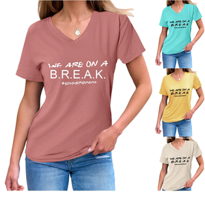 <span class=keywords><strong>Camiseta</strong></span> de Alta Calidad en Oferta, Personalizada, Nueva, <span class=keywords><strong>Cuello</strong></span> en V, Manga Corta, Estampada, Holgada, para <span class=keywords><strong>Mujer</strong></span> - Product Image 1