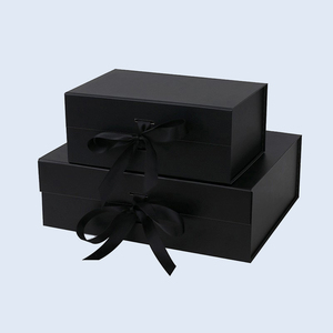 Customized Black Ribbon Magnetic Gift <b>Box</b> Foldable Paper Packaging <b>Box</b> For Shoes Garment Cosmetics - Product Image 2