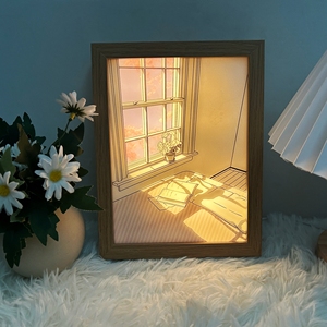 Wholesale Bedroom Plug-In LED <strong>Illuminated</strong> Bedside Lamp Night Light Strip Seven-Color Adjustable Brightness Wood <strong>Moon</strong> Modern - Product Image 3