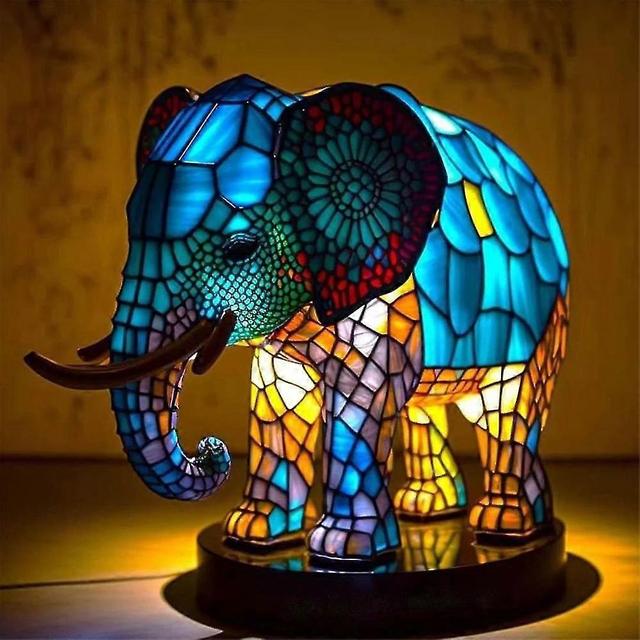 USA Warehouse Vintage Stained Resin Painted Animal Night Light Home Bedroom Bedside Holiday Party Decoration Gift Table Lamps