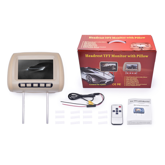 Direct Factory 7 Inch Universal Headrest TFT LCD Car Monitor with Pillow Headrest Car Monitor