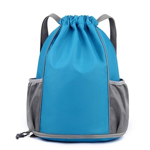 Unisex Orange Drawstring Backpack with Mesh Side Pockets Polyester Material Gym <b>Bag</b> Breathable Softback Design - Product Image 6