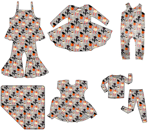 Tutina per Neonati, <span class=keywords><strong>Pigiama</strong></span> in Bambù con Personaggi, Camicia per Bambine, Vestito di Halloween, Pantaloni a Zampa, Set di Abbigliamento per Bambini - Product Image 2