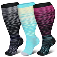 Chaussettes de compression graduée anti-fatigue 100 % coton, absorbantes, respirantes, imprimées numériquement, colorées, mi-hautes, ODM de haute qualité