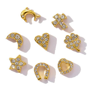 ステンレス鋼ハートスタービーズペンダントイルカクロスラインストーン馬のひづめDIYチャームネックレス女性用ジュエリー - Product Image 2