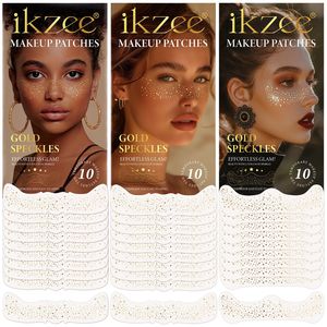 IKZEE - Paquete de 10 Parches de Brillo Dorado para la Cara, Tatuajes Temporales con Purpurina, Parches de Maquillaje para la Cara - Product Image 3