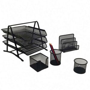 Nouvel ensemble d'organisateurs de bureau en fil métallique pour le bureau et l'école, avec panier de rangement pour fournitures de bureau - Product Image 1