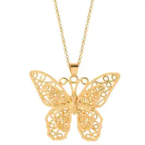 Pendants Woman Chokers Collar Water Wave Chain Bib 24K Yellow Gold Filled Chunky Jewelry Butterfly Statement Necklaces