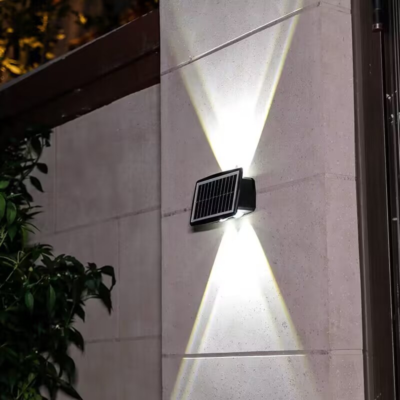 Solar Patio Door Plate Lamp Outdoor Waterproof Wall Washing Lamp Villa Spotlights up and Down Double Head High Light Wall Lamp