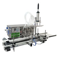 Remplisseuse automatique pneumatique de table à 6 têtes en acier inoxydable 316 avec pompe magnétique pour distribution de liquides fins, parfums et huiles de haute précision