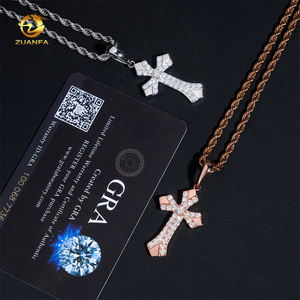 Liontin Salib Ukuran Kecil Harga Terjangkau Perak <span class=keywords><strong>Sterling</strong></span> 925 Bertabur Kristal Kalung Rantai Hip Hop Perhiasan Berkualitas - Product Image 4