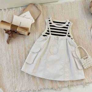 Baby Girls Striped Vest <b>Set</b> Thin Quick Dry Overalls <b>Suspender</b> Skirt Summer Clothing <b>Set</b> - Product Image 2