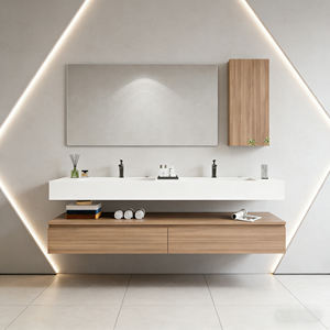 Meuble de salle de bain moderne avec miroir et évier, structure stable en panneaux multicouches, design de rangement, <span class=keywords><strong>à</strong></span> <span class=keywords><strong>prix</strong></span> avantageux - Product Image 5