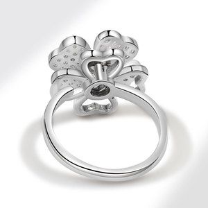 Fashion Adjustable Four Leaf Clover Spin Anxiety <b>Rings</b> Micro Insert Pink Zircon Copper Anti <b>Stress</b> Jewelry For Women - Product Image 5