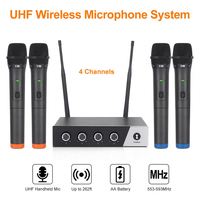 Système de microphone sans fil professionnel S400 en métal de haute qualité, 4 canaux UHF, quatre micros portatifs, lumières LED pour conférence et karaoké