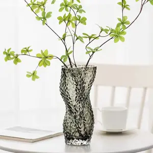 Moderne neue einzigartige unregelmäßige Glas vasen Hochzeit Home Dekorieren bunte Glas blumenvase hohe reversible klare Kristall vase