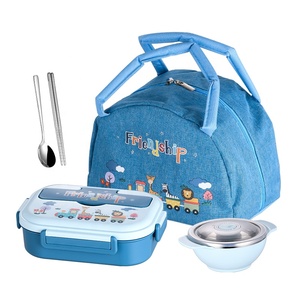 Stainless Steel Plastic Thermal Insulated Lunch Box Easy To Clean Kids Bento Lunch Box