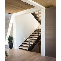 Escalier droit intérieur personnalisé Prima Factory, ensemble d'escaliers modernes en acier et bois pour appartement et projets de construction