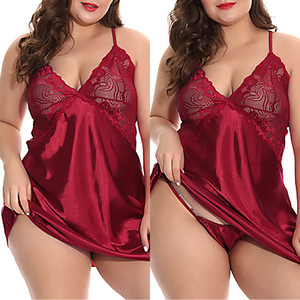 2021 Hotsale New Arrival Lady Girl Mulheres Plus Size EUA XL para 6XL Lace Silk Lingerie Casual Pijamas Set - Product Image 3