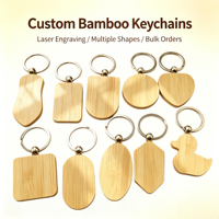 Porte-clés vierge en bambou Moso, personnalisable par gravure laser, logo sur mesure, cadeau souvenir d'entreprise créatif, ornement portable pour sac
