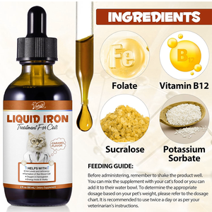 หยดเหล็กเหลวสำหรับสุนัข-อาหารเสริมโฟเลตช่วยสนับสนุนระบบภูมิคุ้มกันระดับพลังงานพลังรสคาราเมล2 fl.oz เร็ว - Product Image 2
