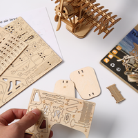Puzzle 3D en bois en gros, biplan à assembler soi-même, modèle d'avion de chasse vintage