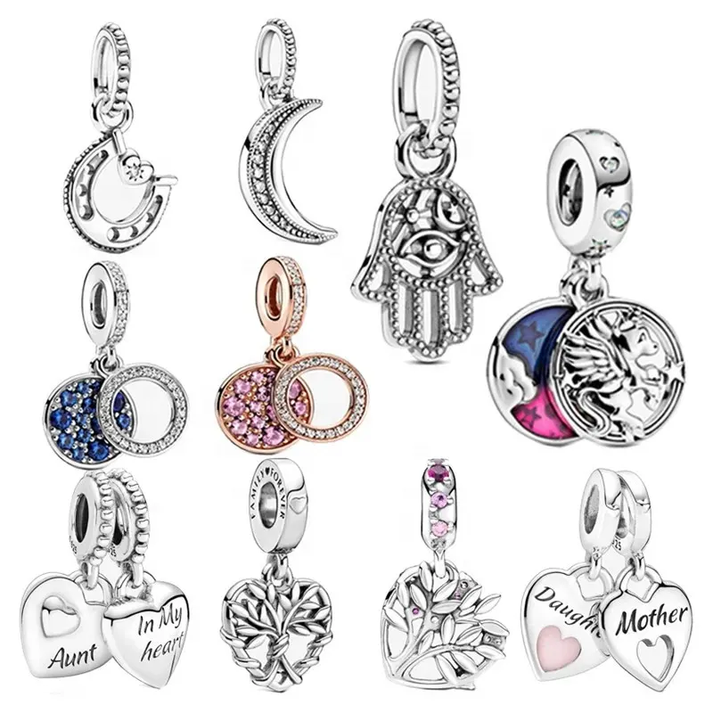 Wholesale low price vintage charms 925 sterling silver heart mom charms pendant for mother's day gift