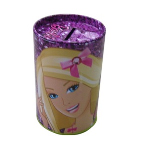 Girl's Pink Round <strong>Tin</strong> <strong>Money</strong> Saving <strong>Box</strong> - Product Image 1