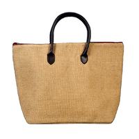 Sac de shopping en jute écologique de qualité supérieure avec poignée en ruban de cuir noir Produit de haute qualité à prix abordable