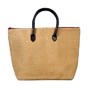 Bolsa de Compras de Yute Ecológica de Primera Calidad con Asa de Cinta de Cuero Negra, Producto de Alta Calidad a Precio Accesible - Product Image 1