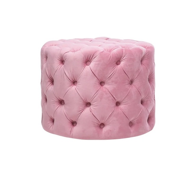 Simple Design Storage Round Seated Living Room Velvet Ottoman Stool