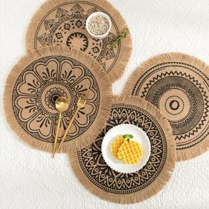 Nuevo Posavasos Creativo de Estilo Bohemio, de Yute y Lino, para Tazas, Platos y Vasos, con Borlas - Product Image 1