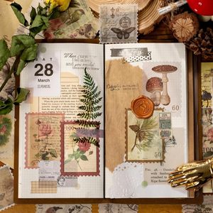 Pegatinas de Sellos Postales Vintage, Pegatinas de Papel Botánico Estéticas para Scrapbooking, Suministros para Diario, Decoración para Bullet Journal - Product Image 2