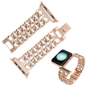 สายนาฬิกาโลหะแฟชั่นสุดหรู สแตนเลสสตีลแบบสองแถว สำหรับ Apple Watch S987654321 SE Ultra - Product Image 2
