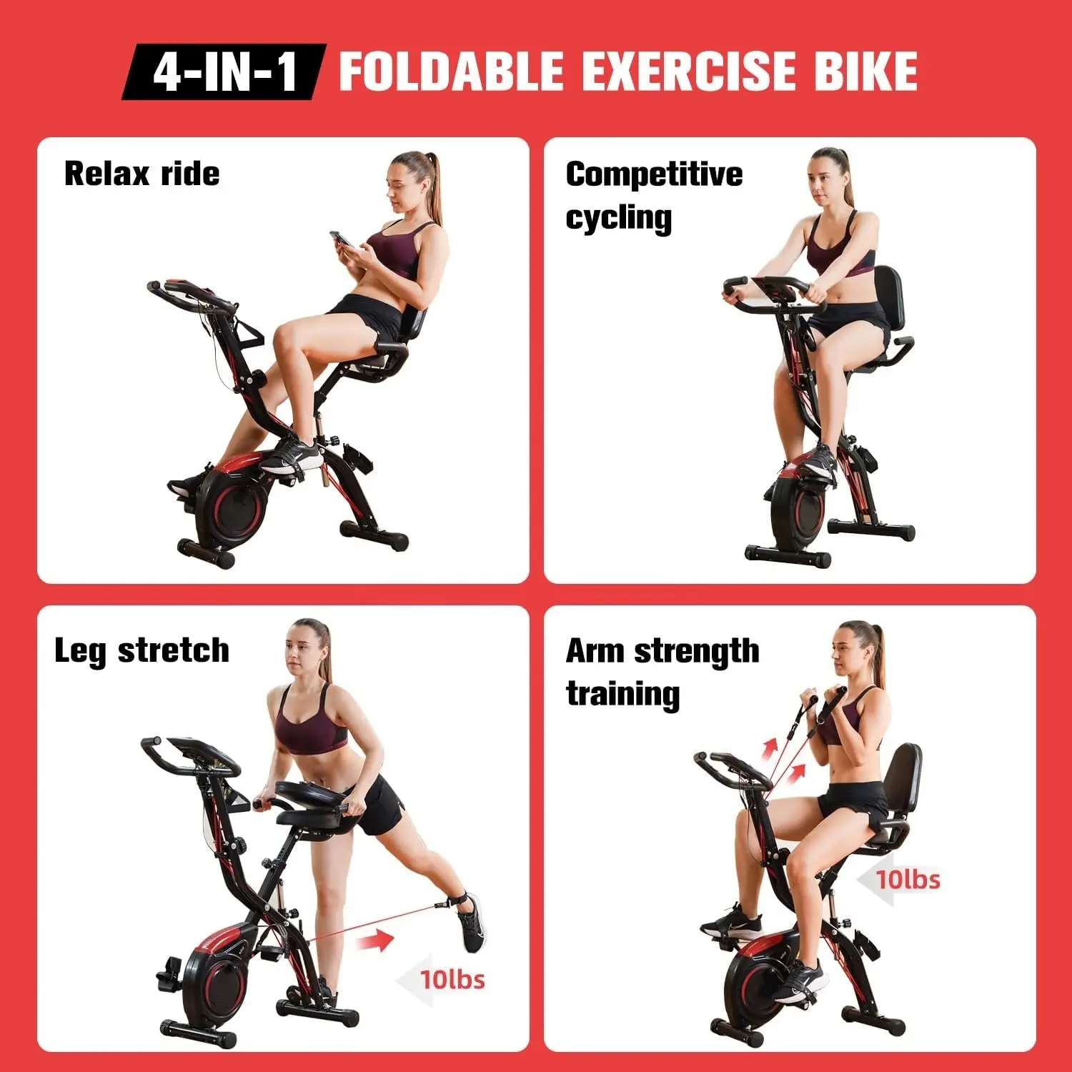 Lightweight Folding Exercise Bike with LCD Display Spinning Bike for Home Use