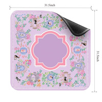Tapis de mahjong violet pastel de 31,5 pouces, imprimé chiens et fleurs, tapis antidérapant pour soirée de jeu des filles