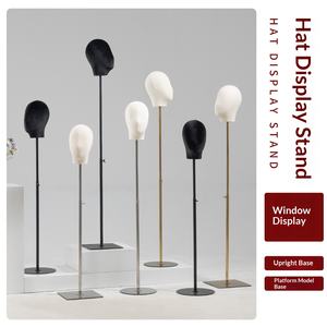 Tête de mannequin en velours noir en promotion, forme de présentation pour vêtements, avec <span class=keywords><strong>insert</strong></span> pour épingles, recouverte de mousse et de tissu de lin blanc pour perruques et chapeaux - Product Image 3