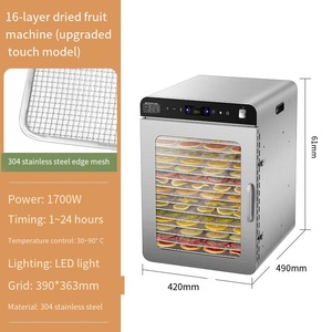 Desodorante de esquina redonda Secador de frutas de acero inoxidable y máquina secadora de alimentos de carne seca vegetal deshidratador comercial - Product Image 4