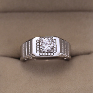 Anillo de Compromiso Clásico para Mujer, Geometría Blanca, Elegante, Brillante, Aleación, Ajustable - Product Image 3