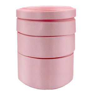 Cintas de Gordon cinta de satén rosa claro brillante al por mayor Navidad 1 pulgada rollo de cinta de satén de una cara brillante para caja de regalo DIY - Product Image 1