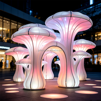 Ensemble de sculptures LED RGB en acier inoxydable à changement de couleur, étanche IP65, éclairage géant lumineux en forme de champignon, contrôle par télécommande/boutons