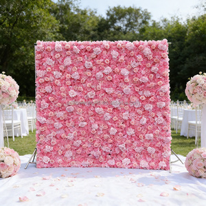Panel de Pared de Flores de Tela 3D de Lujo Reutilizable, Fondo de Flores Artificiales de Rosas Blancas y Rosas para Decoración de Bodas - Product Image 3