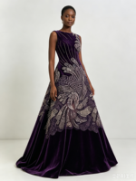 Tissu en velours brossé tissé à paillettes et strass brodées, orné de plumes de paon K/C, pour robe de mariée Aso Ebi et Abaya musulmane