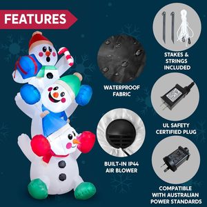 Bonhomme <span class=keywords><strong>de</strong></span> neige gonflable <span class=keywords><strong>de</strong></span> <span class=keywords><strong>Noël</strong></span> <span class=keywords><strong>de</strong></span> 6 pieds avec lumières blanches vives et multicolores, portable, pour intérieur/extérieur, décoration <span class=keywords><strong>de</strong></span> fêtes, direct usine - Product Image 4
