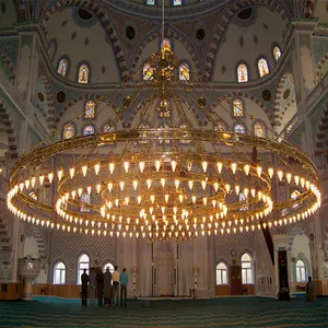 Винтажные светильники Высокий потолок лестница подвесной светильник для банкетного зала мечеть 2-Ярусный круглый канделябр большая люстра