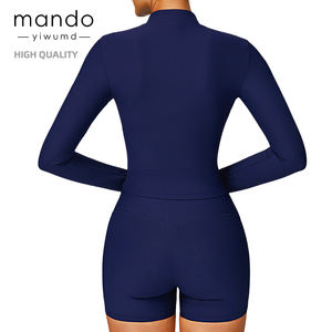 Di alta qualità <span class=keywords><strong>4</strong></span>-way elasticizzati in Nylon Spandex reggiseno con costine e Zip up giacca <span class=keywords><strong>3</strong></span> pezzi Set di allenamento per le donne - Product Image 2