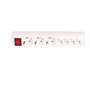 HAOYONG German 7 Outlets Socket with Switch and Grounding Extension Socket